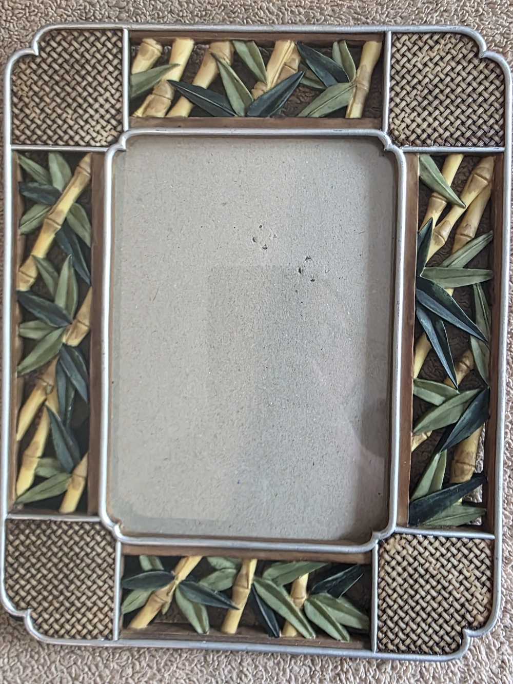 Decorative Bamboo Leaf Wood Photo Frame Green and Tan 8x10 Standing 5x7 Photo
